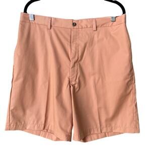 NWT New Haggar Mens 36W Carmelo 100% Cotton Flat Front Expandable Waist Shorts